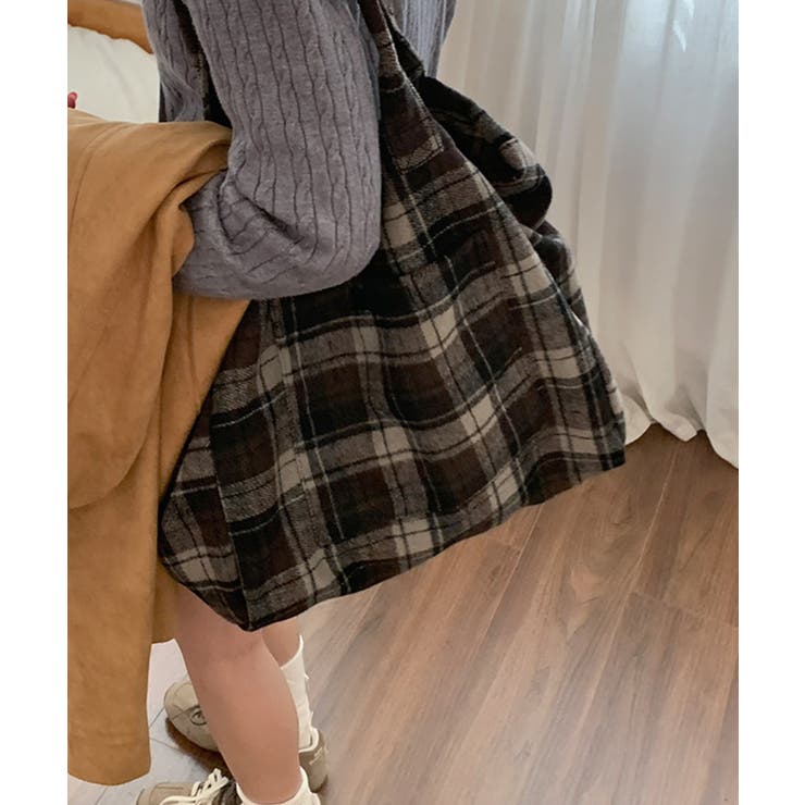 チェック柄トートバッグ【AW】[品番：XT000011792]｜aimoha
