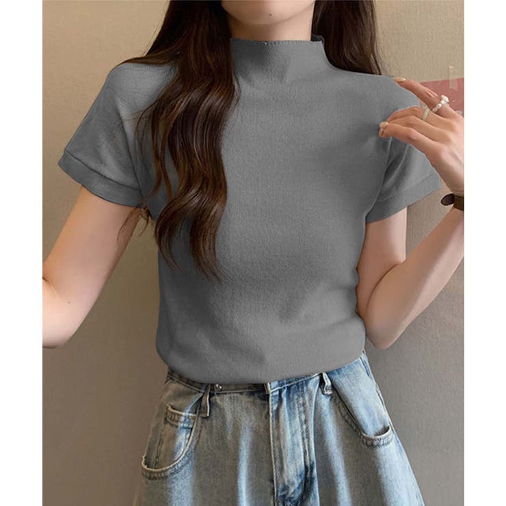 ボトルネックフィットTシャツ【SS】 | aimoha  | 詳細画像1 