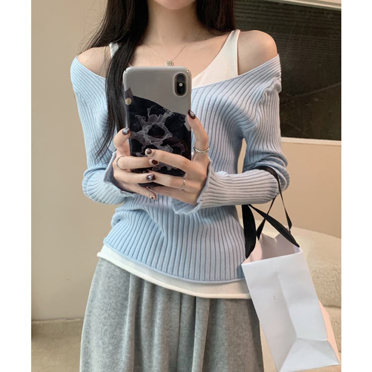 重ね着風ロング袖カットソー | aimoha  | 詳細画像7 