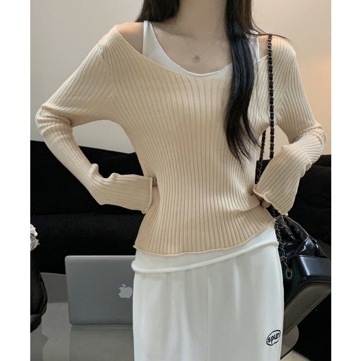 重ね着風ロング袖カットソー | aimoha  | 詳細画像8 