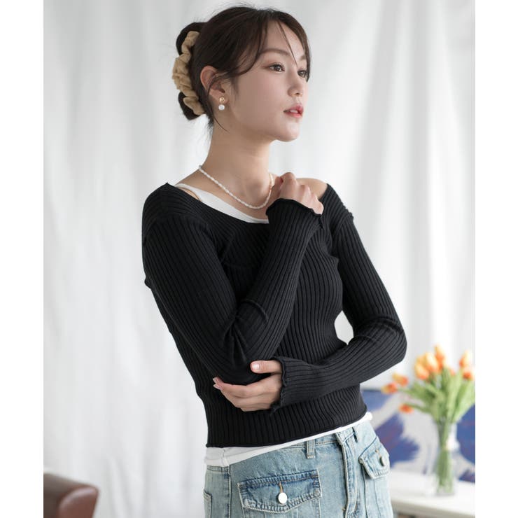 重ね着風ロング袖カットソー | aimoha  | 詳細画像9 