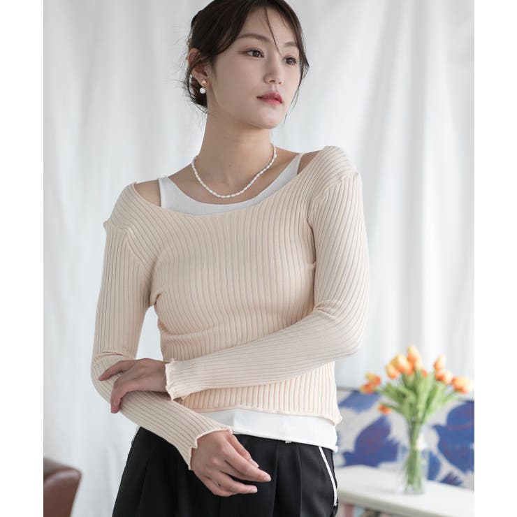 重ね着風ロング袖カットソー | aimoha  | 詳細画像11 