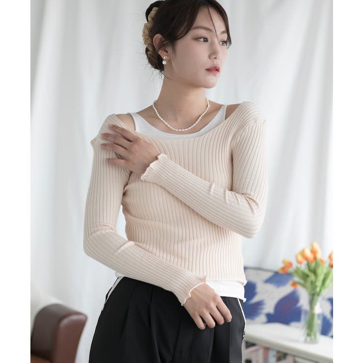 重ね着風ロング袖カットソー | aimoha  | 詳細画像12 