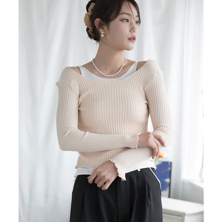 重ね着風ロング袖カットソー | aimoha  | 詳細画像13 