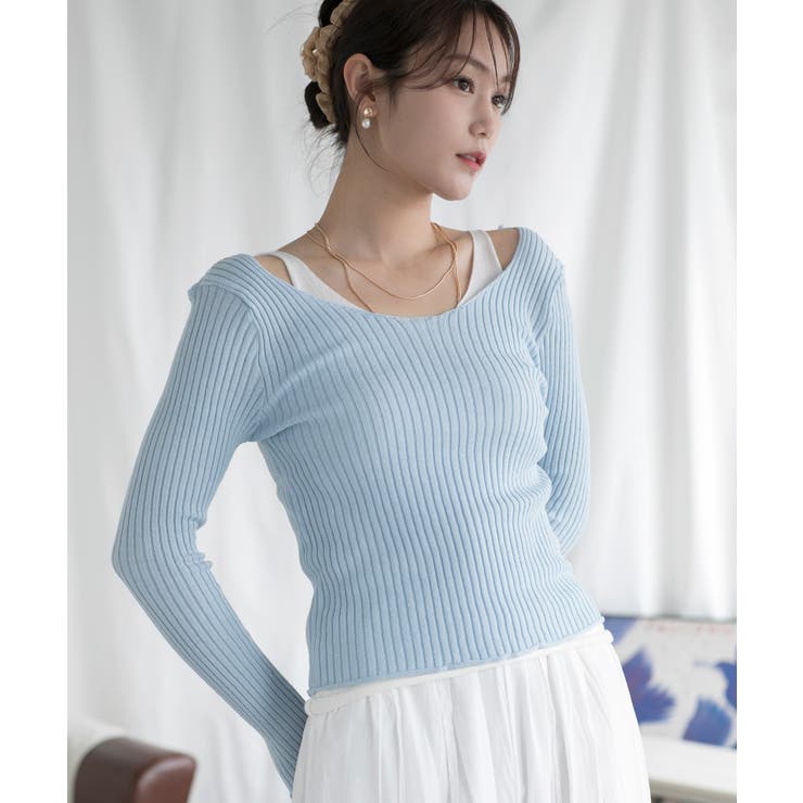 重ね着風ロング袖カットソー | aimoha  | 詳細画像17 