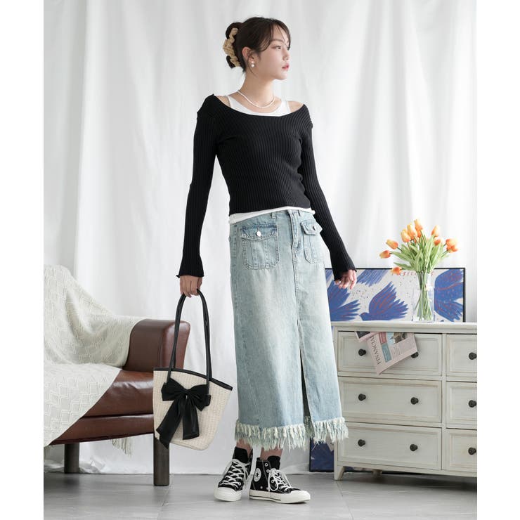 重ね着風ロング袖カットソー | aimoha  | 詳細画像20 