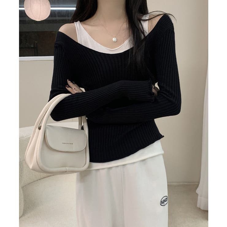 重ね着風ロング袖カットソー | aimoha  | 詳細画像4 