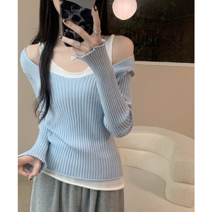 重ね着風ロング袖カットソー | aimoha  | 詳細画像6 