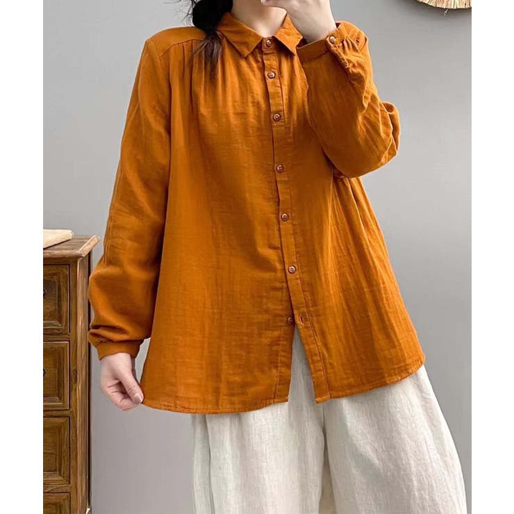 オレンジ | コットンオーバーシャツ | aimoha 