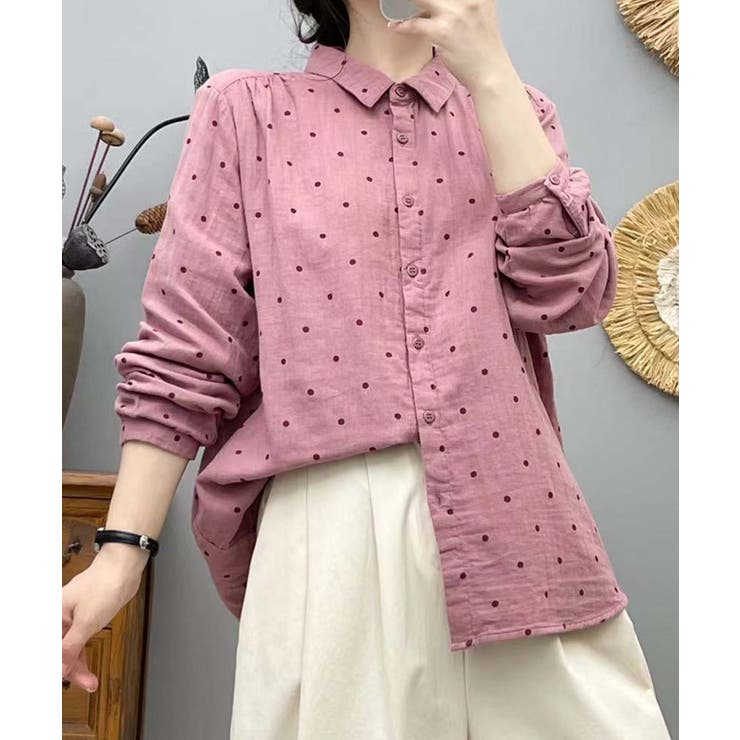 ピンク(ドット) | コットンオーバーシャツ | aimoha 