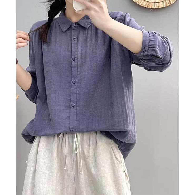 パープル | コットンオーバーシャツ | aimoha 