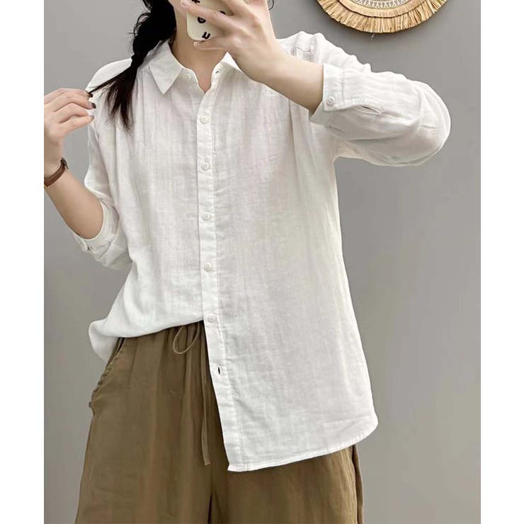 ホワイト | コットンオーバーシャツ | aimoha 