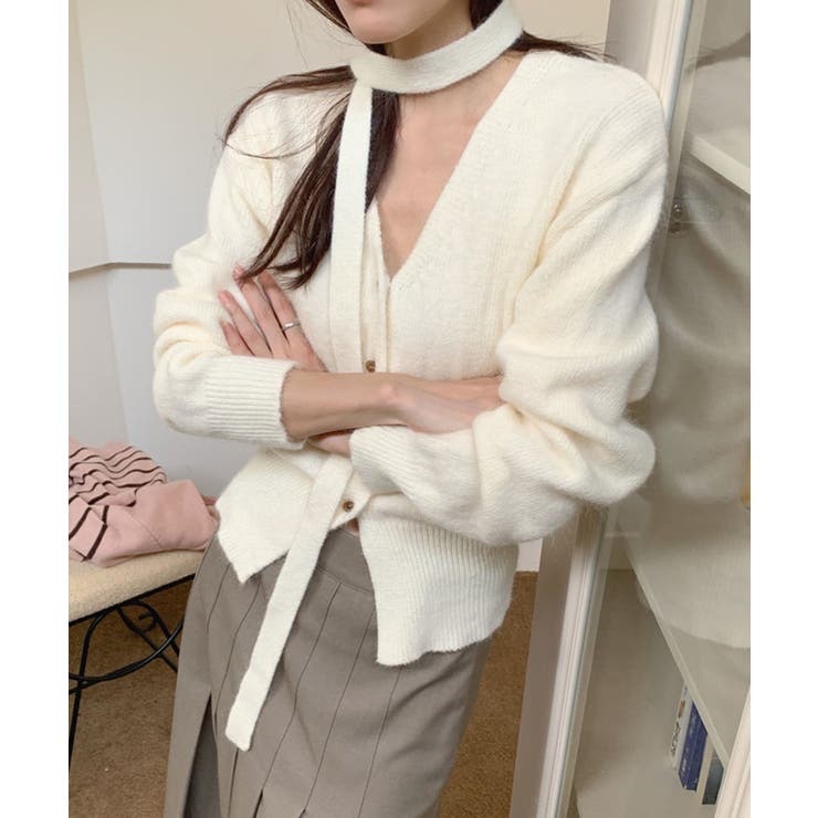 ストール付きフェミニンカーディガン【AW】 | aimoha  | 詳細画像15 