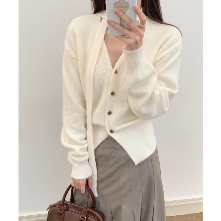 ストール付きフェミニンカーディガン【AW】 | aimoha  | 詳細画像32 