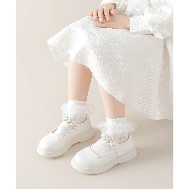 ホワイト | 【mosox】レース付けキッズソックス5点セット | aimoha kids