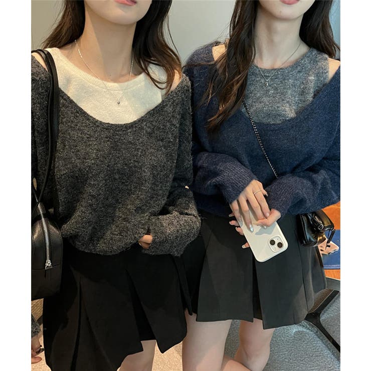 レイヤードデザインニットトップス【AW】 | aimoha  | 詳細画像20 
