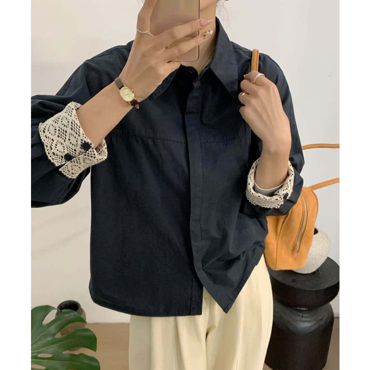 レースディテールコットンシャツ | aimoha  | 詳細画像10 