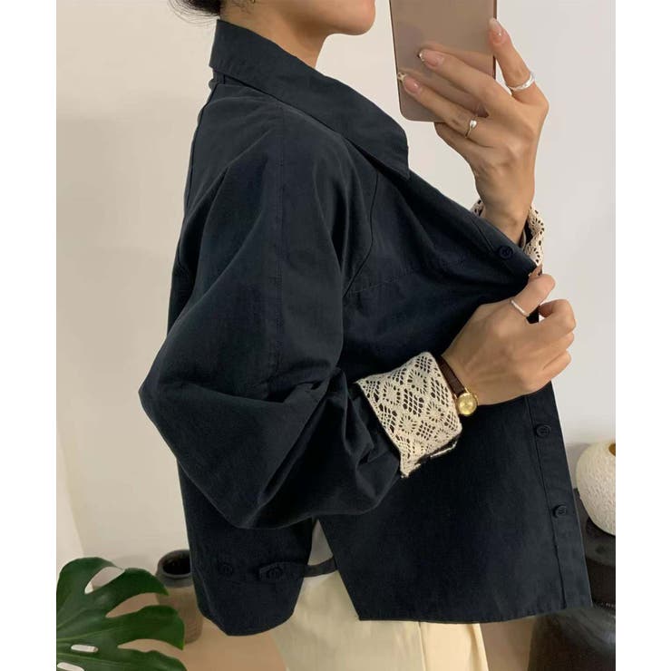 レースディテールコットンシャツ | aimoha  | 詳細画像11 