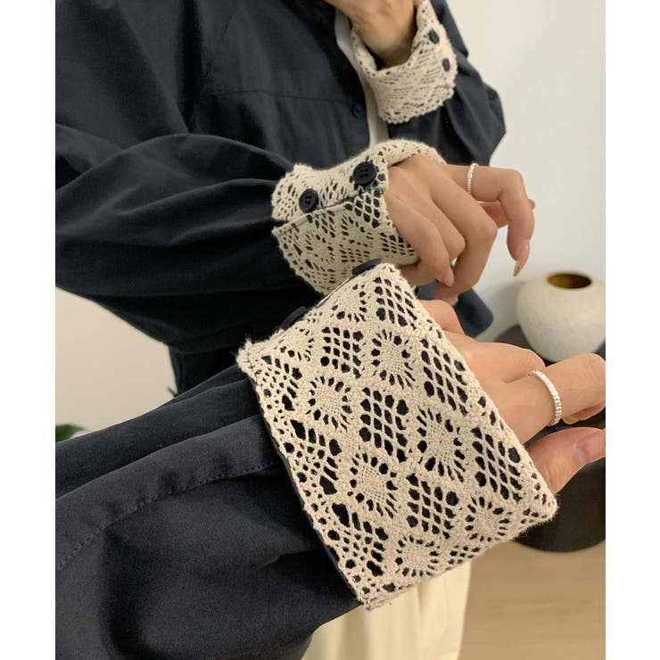 レースディテールコットンシャツ | aimoha  | 詳細画像14 