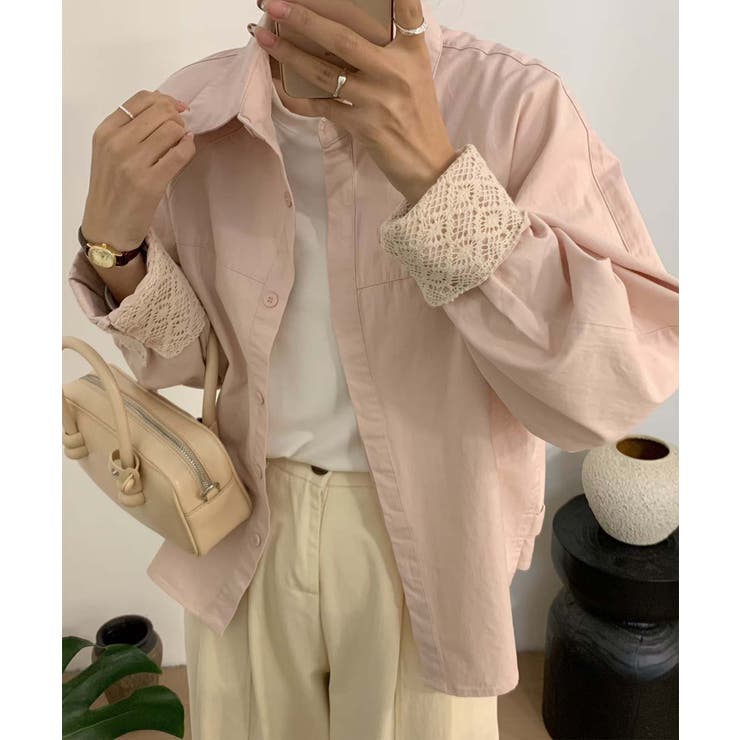 レースディテールコットンシャツ | aimoha  | 詳細画像17 