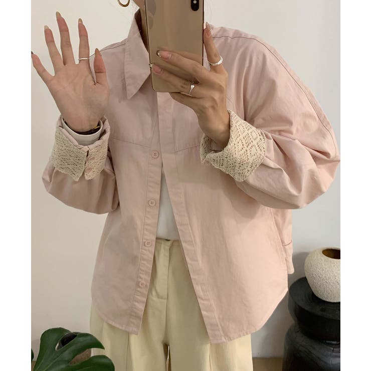 レースディテールコットンシャツ | aimoha  | 詳細画像18 