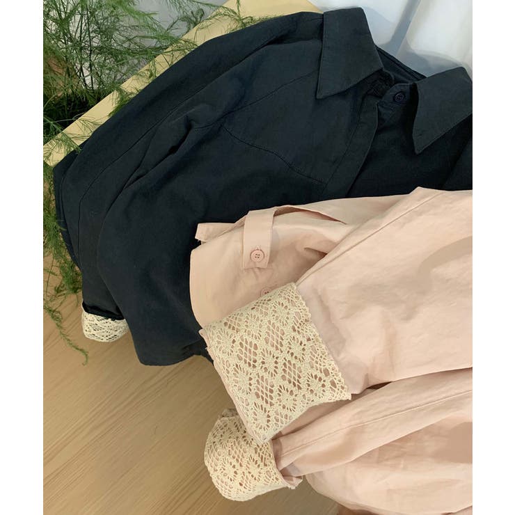 レースディテールコットンシャツ | aimoha  | 詳細画像2 