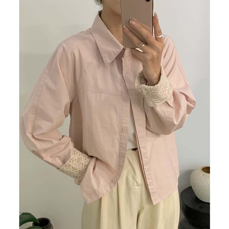 レースディテールコットンシャツ | aimoha  | 詳細画像19 