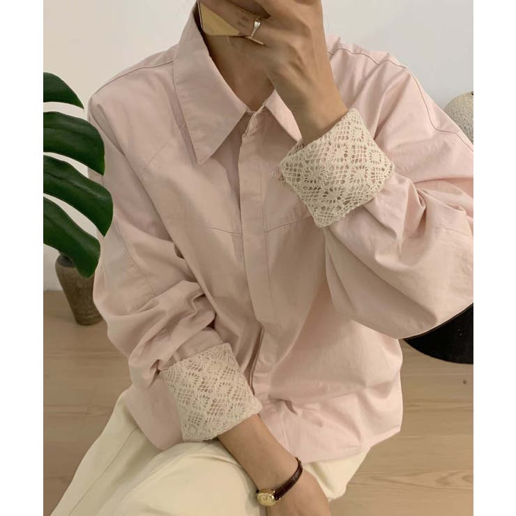 レースディテールコットンシャツ | aimoha  | 詳細画像22 