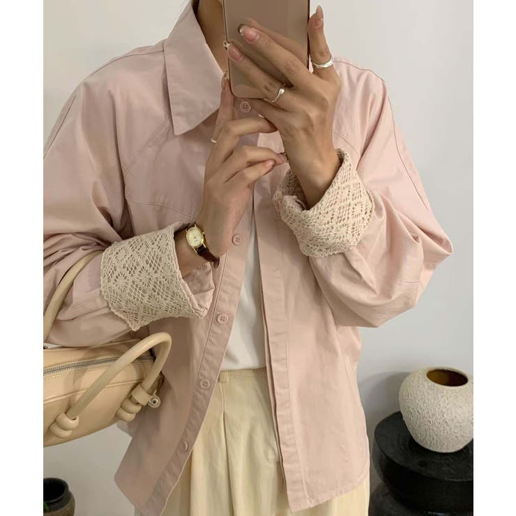 レースディテールコットンシャツ | aimoha  | 詳細画像23 