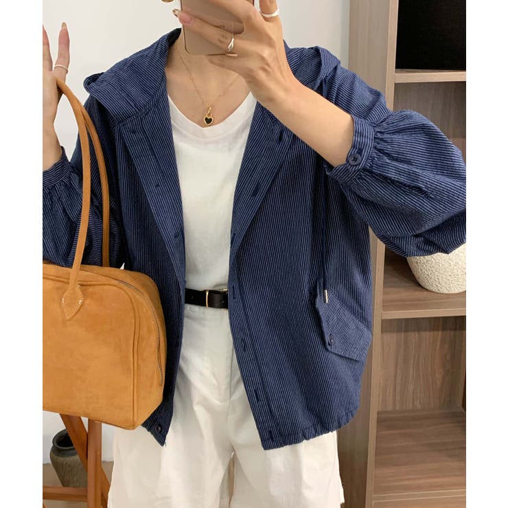 ネイビー | フーデッドカジュアルジャケット | aimoha 