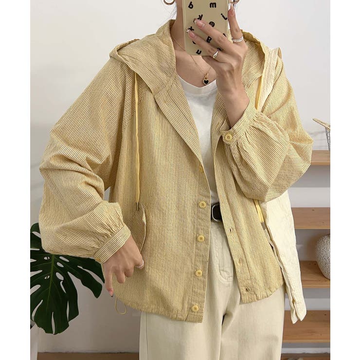 イエロー | フーデッドカジュアルジャケット | aimoha 