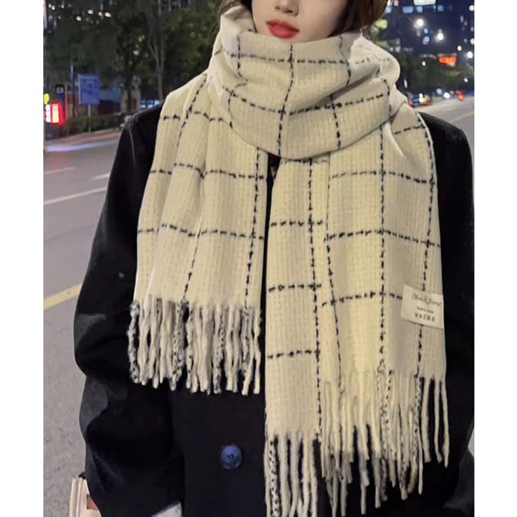 チェック柄フリンジマフラー【AW】 | aimoha  | 詳細画像9 
