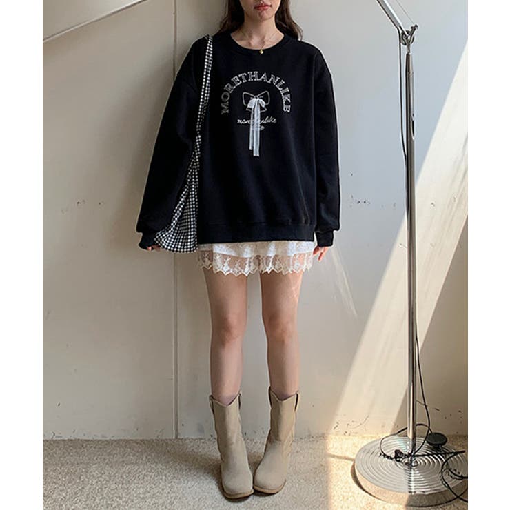 文字刺繍スウェット[品番：XT000012253]｜aimoha （アイモハ）の