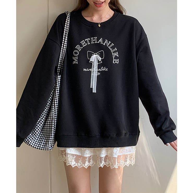 文字刺繍スウェット[品番：XT000012253]｜aimoha （アイモハ）の