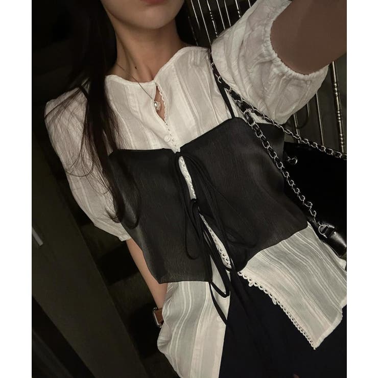 ブラック | 軽やかな着心地ミニマルデザインキャミソール | aimoha 