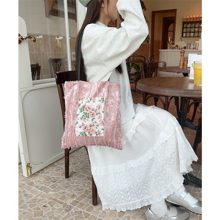 レース刺繍ポケットトートバッグ[品番：XT000011802]｜aimoha