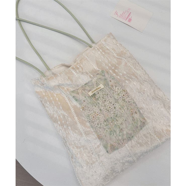 レース刺繍ポケットトートバッグ[品番：XT000011802]｜aimoha