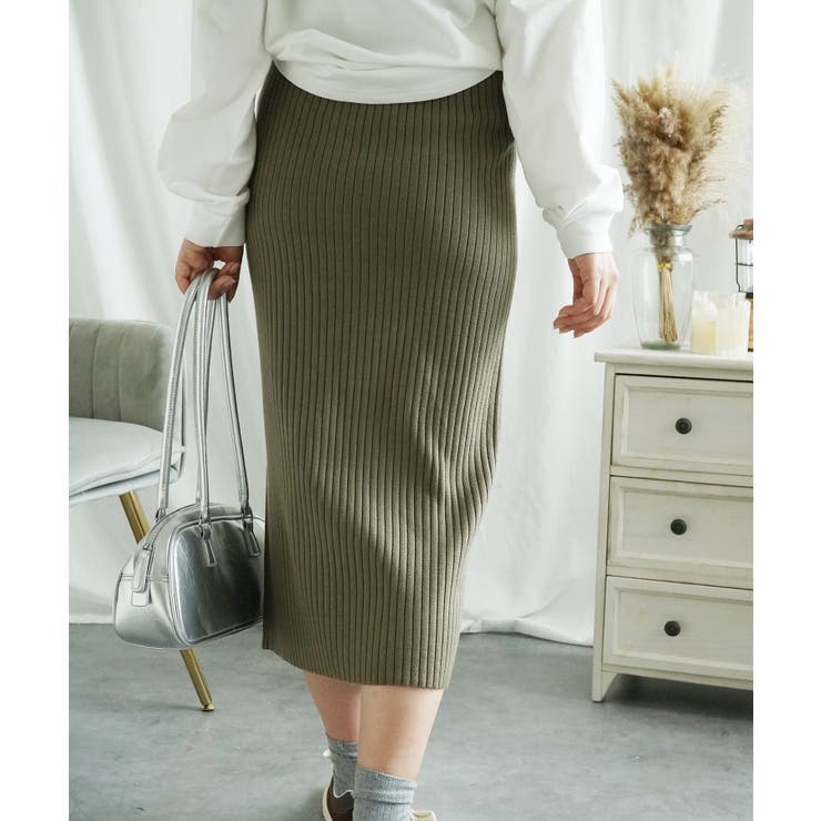 エレガントリブボタンスカート ニットロングスカート【AW】 | aimoha  | 詳細画像5 