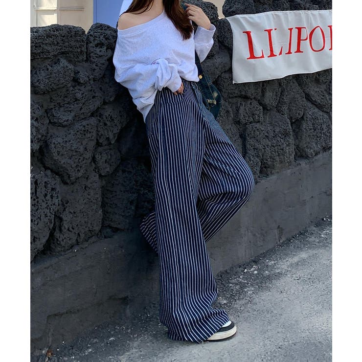 WV PROJECT正規品★25SS★Nain ストライプワイドデニムパンツ ストライプワイドデニムパンツ[品番：XT000012105]｜aimoha