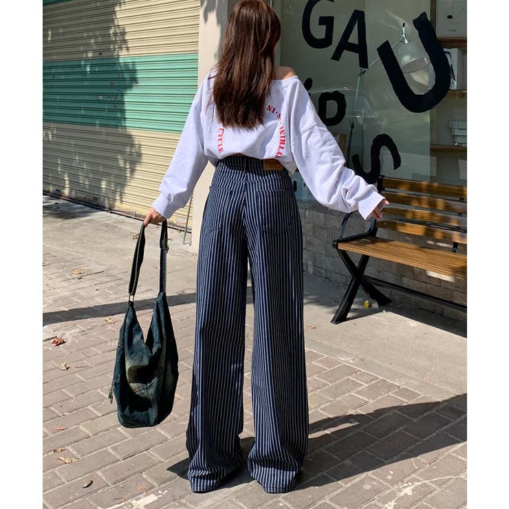 ストライプワイドデニムパンツ | aimoha  | 詳細画像18 