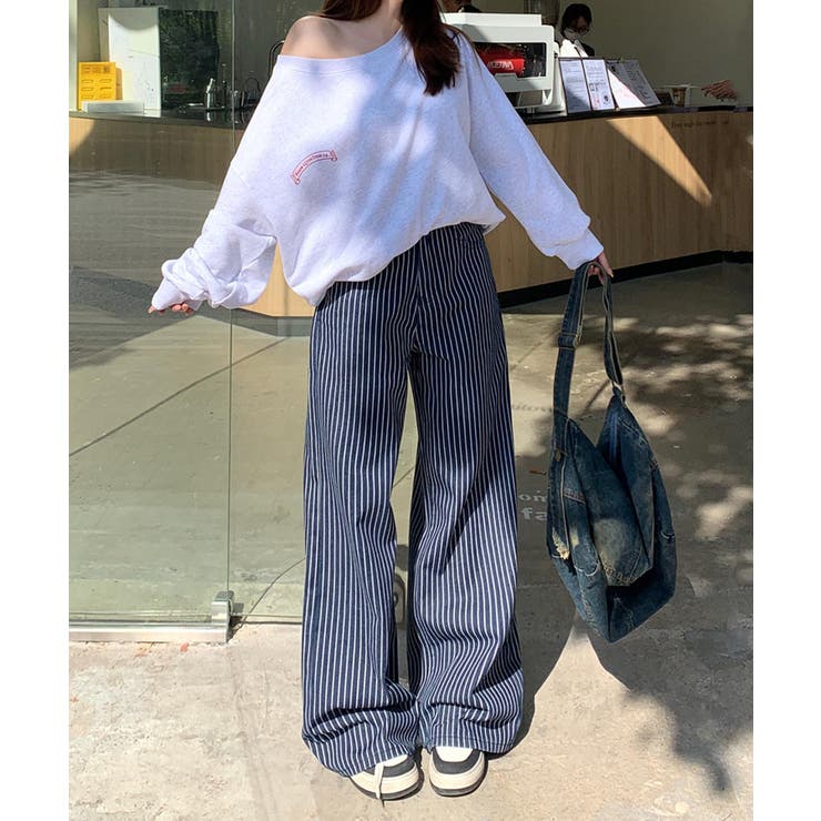 ストライプワイドデニムパンツ | aimoha  | 詳細画像7 