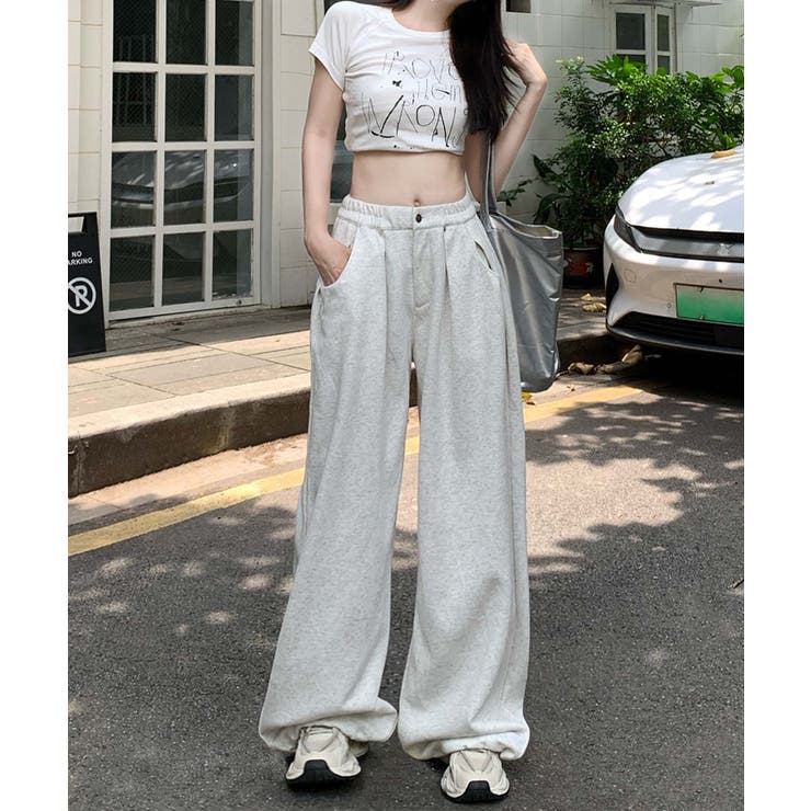 リラックスワイドスウェットパンツ[品番：XT000012106]｜aimoha