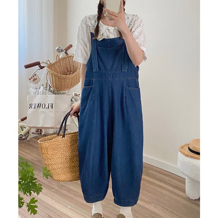 デニムオーバーオールワイドパンツ | aimoha  | 詳細画像5 