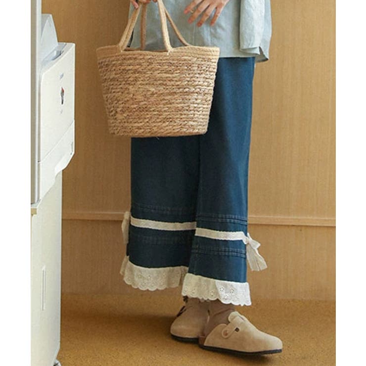 レース付きデニムワイドパンツ | aimoha  | 詳細画像14 