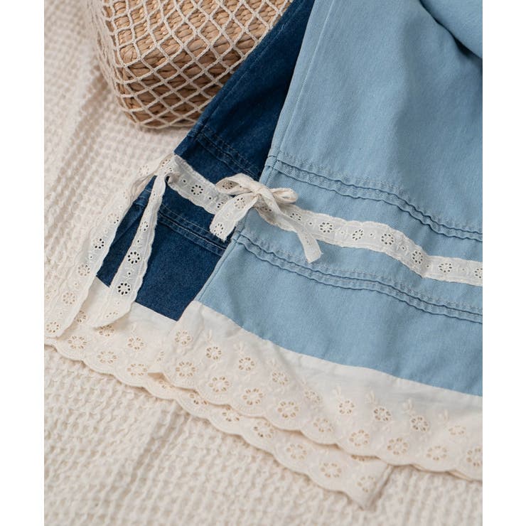 レース付きデニムワイドパンツ | aimoha  | 詳細画像6 
