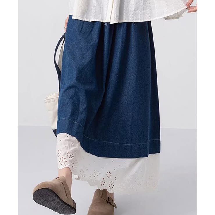 レース付きデニムドローストリングスカート | aimoha  | 詳細画像11 