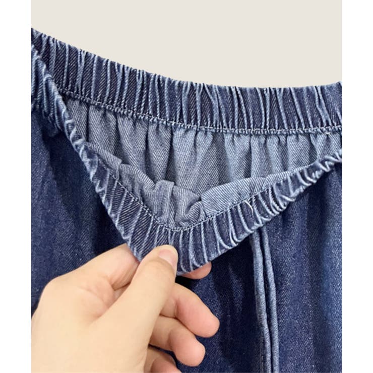 レース付きデニムドローストリングスカート | aimoha  | 詳細画像5 