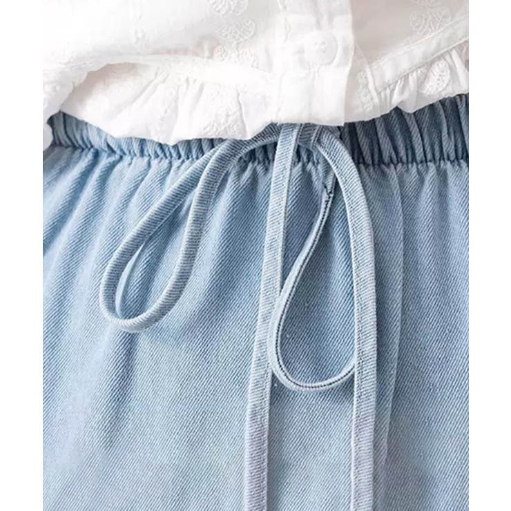 レース付きデニムドローストリングスカート | aimoha  | 詳細画像6 