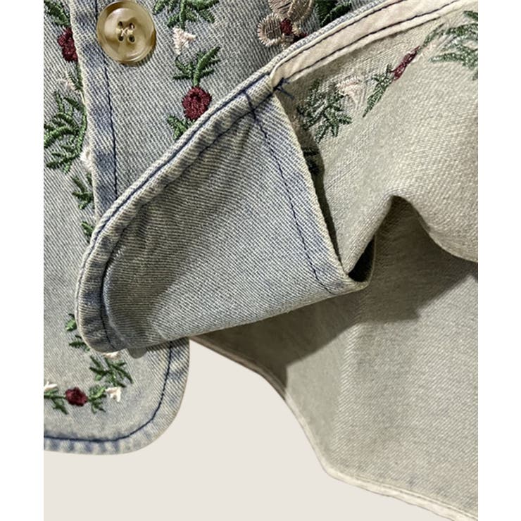 花柄刺繍デニムベスト | aimoha  | 詳細画像5 