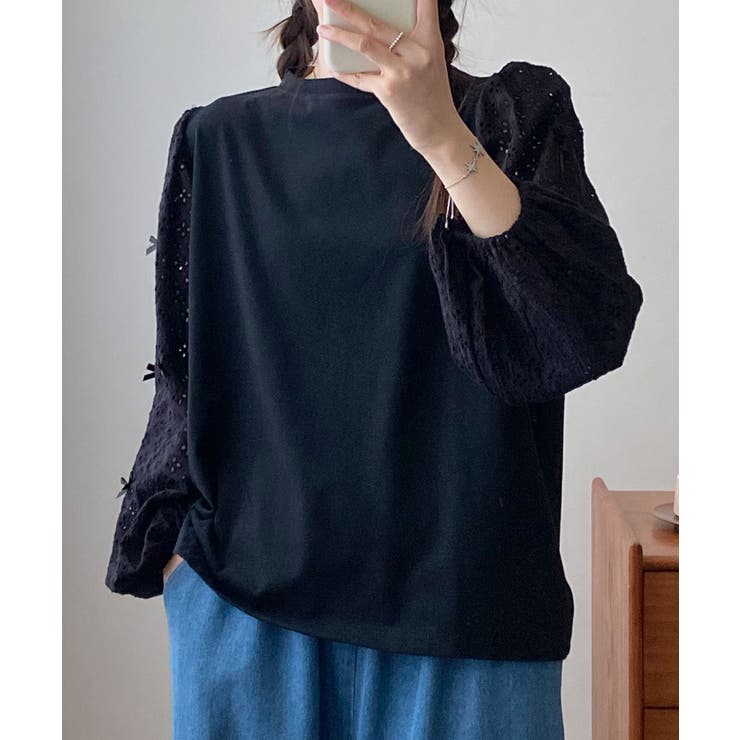 ブラック | レーススリーブプルオーバー | aimoha 